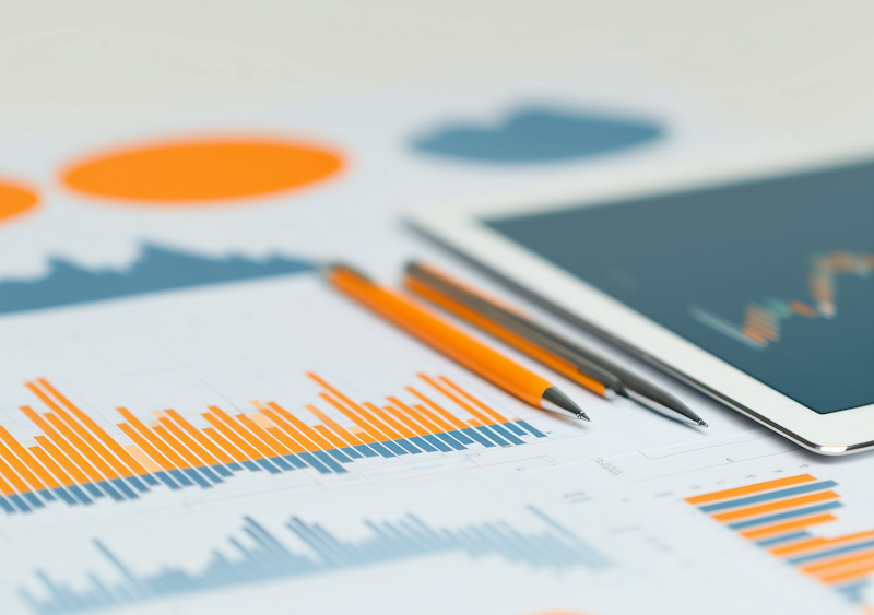 Financial analysis charts showing investment growth and performance metrics